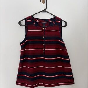 Tommy Hilfiger Red and Navy Striped Blouse